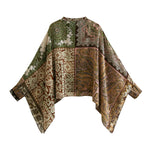Patchwork Cape Shirt Print Pants Set