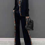 Loose Wide Leg Contrast Color Pockets Pants Trousers