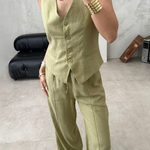 Casual Work Vest and Trousers Two-piece Set