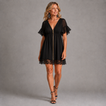 Sanya™ | Zip-Front Lace Mini Dress