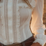 Western-style White Lace Button-down Shirt
