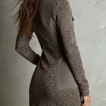 Bohemian Leopard Print Stitching Eco-friendly Suede Mini Dress