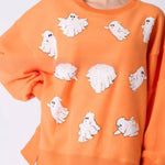 Halloween Ghost Sequin Top Loose Casual Sweatshirt