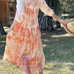 tie-dye long-sleeve v-neck dress