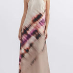 Unique Printed Halterneck Lace Up Backless Maxi Dress