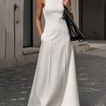 Sleeveless Solid Color Round-Neck Maxi Dresses