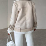 Premium Suede Fabric Jacket with Belt