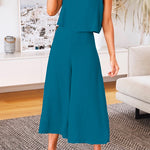 Margovil Crewneck Tank Top Wide Leg Cropped Pants Set