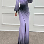 Margovil Off Shoulder Ruched Waist Gradient Tie Dye Wrap Maxi Dress