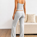 Women's 3 Piece Outfits Lace Cami Top and Long Sleeve Cardigan and Straight Leg Pants Set Casual Lounge Sleepwear Suits