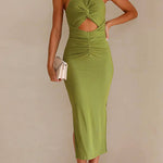 Margovil Twist Front Cut Out Side Split Bodycon Tank Dress