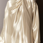 Long Sleeves Loose Shiny Solid Color High Neck Mini Dresses