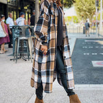 Flannel Wool Blend Plaid Lapel Button Down Shirt Long Sleeve Shacket Jacket with Pockets