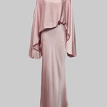 Batwing Sleeves Loose Solid Color Split-Joint Round-Neck Evening Dresses Maxi Dresses