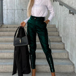 PU Leather Pocket Slim Cargo Pants