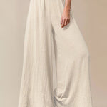 Wide Leg Palazzo Trousers High Elastic Waist Flowy Pants