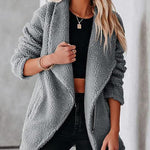 Nadorine Casual Fleece Fuzzy Coats Faux Shearling Shaggy Jacket