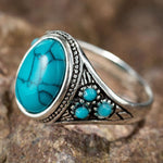 Sterling Silver Ring with Exquisite Blue Stone