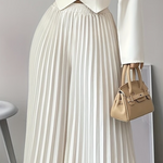 Loose Wide Leg Elasticity Pleated Solid Color Casual Pants Bottoms Trousers