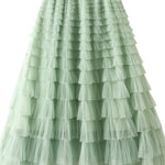 Regal Reverie Tiered Elastic Waist Tulle Maxi Skirt