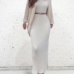 Lazy Style Knitted Sweater Long Dress & Cardigan Two-piece Sets