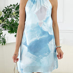 Eclipse stand collar halterneck dress