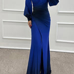Margovil Off Shoulder Ruched Waist Gradient Tie Dye Wrap Maxi Dress