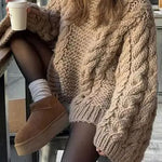 Margovil Round Neck Oversized Cable Knit Sweater