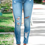 Margovil Raw Hem Ripped Stretch Pencil Jeans