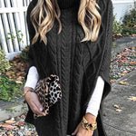 Margovil Solid Turtleneck Slit Sleeve Cloak Sweater