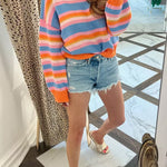 Margovil Crewneck Color Block Striped Loose Fit Sweater
