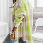 Women Flannel Plaid Light Weight Jacket Shirts Long Sleeve Button Down Shirts Coats