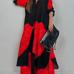 High Waisted Wide Leg Drawstring Elasticity Floral Printed Split-Joint Pants Trousers