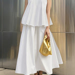 A-Line Loose Pleated Pockets Solid Color Skirts Bottoms