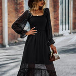 Nadorine Women's Bell Sleeve Shirred Bodice Ditsy Dress