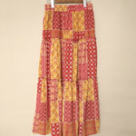 Tiered Paisley Print Long A-Line Skirt Boho Holiday Maxi Skirts