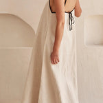 Margovil Adjustable Strap Backless Cotton Linen Maxi Dress