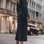 Margovil Long Sleeves Back Cut Out Sequin Midi Dress