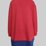 Long Sleeves Loose Contrast Color Pockets Split-Joint Zipper Round-Neck Midi Dresses