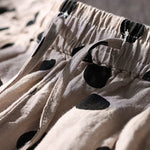 Nadorine Casual Polka Dot Wide-Leg Cotton-Linen Palazzo Pants