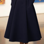 A-Line High Waisted Pleated Pockets Solid Color V-Neck Maxi Dresses