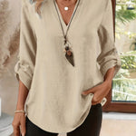 Camryn | Classic V-Neck Long Sleeve Shirt
