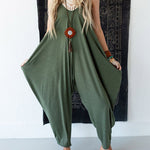 Nadorine Women's Casual Loose Summer Rompers Sleeveless Loose Spaghetti Strap Baggy Overalls Harem Jumpsuits