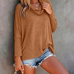 Women's Cowl Neck Batwing Sleeve Top Casual Long Sleeve Loose Pullover Comfortable Soft Drape Blouse
