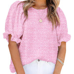 Nadorine Casual Floral Print Smocked Puff Sleeve Shirts