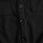 Black Collared Button-down Sleeveless Top And Trousers Set