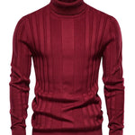 KZZ Men's Solid Turtleneck Sweater,Men's Knitwear for Daily Wear