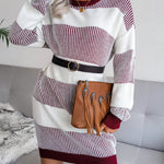 Striped Drop-Sleeve Sweater Dress