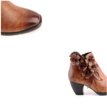 Juliette - Retro Handmade Floral Leather Solid Color Ankle Boots