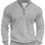 KZZ Men's Solid Zip Up Drop Shoulder Sweatshirt